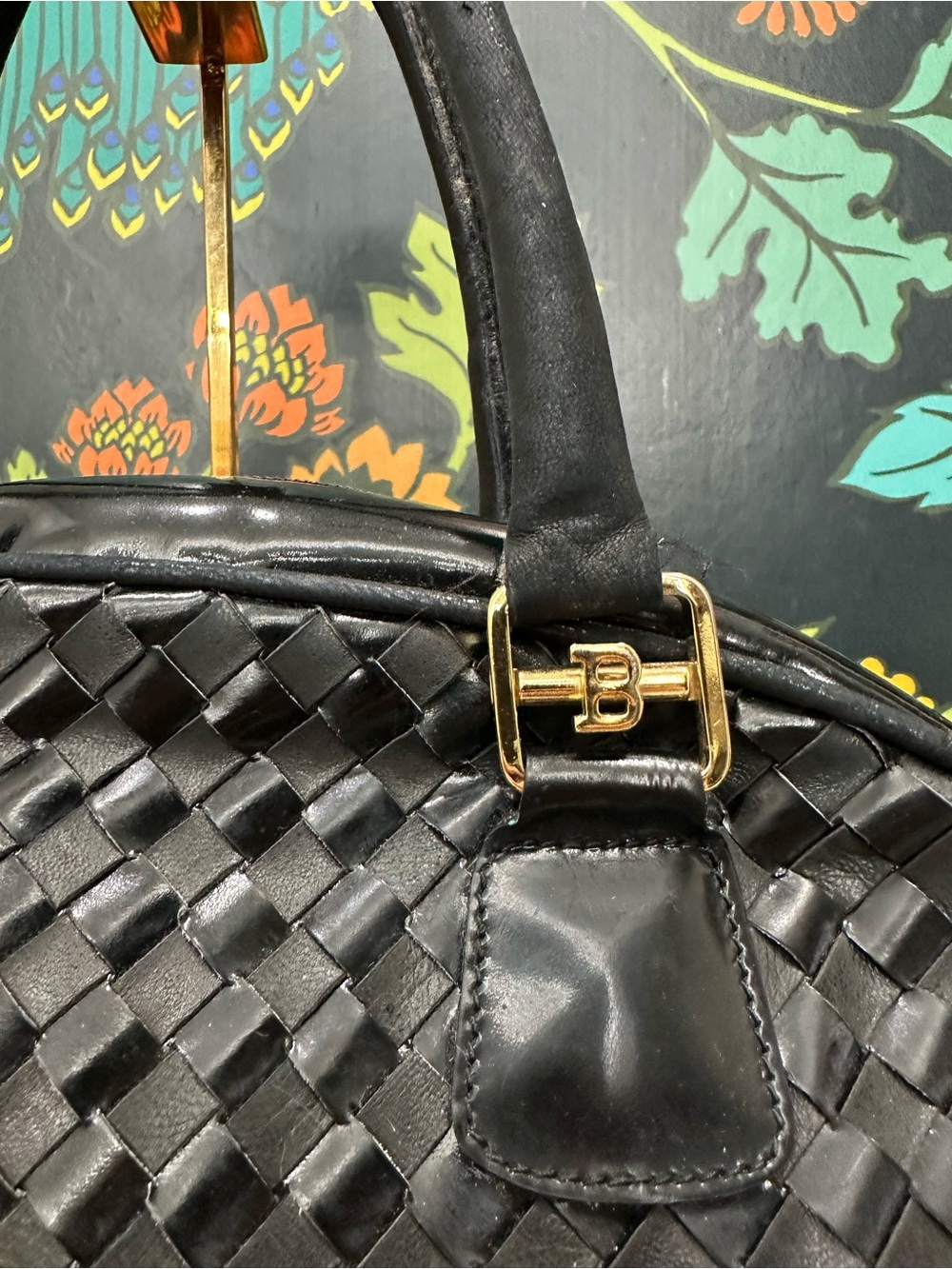 Rare Vintage Bally Woven Leather Dome Satchel With Box and Dust Bag - Picture 7 of 16